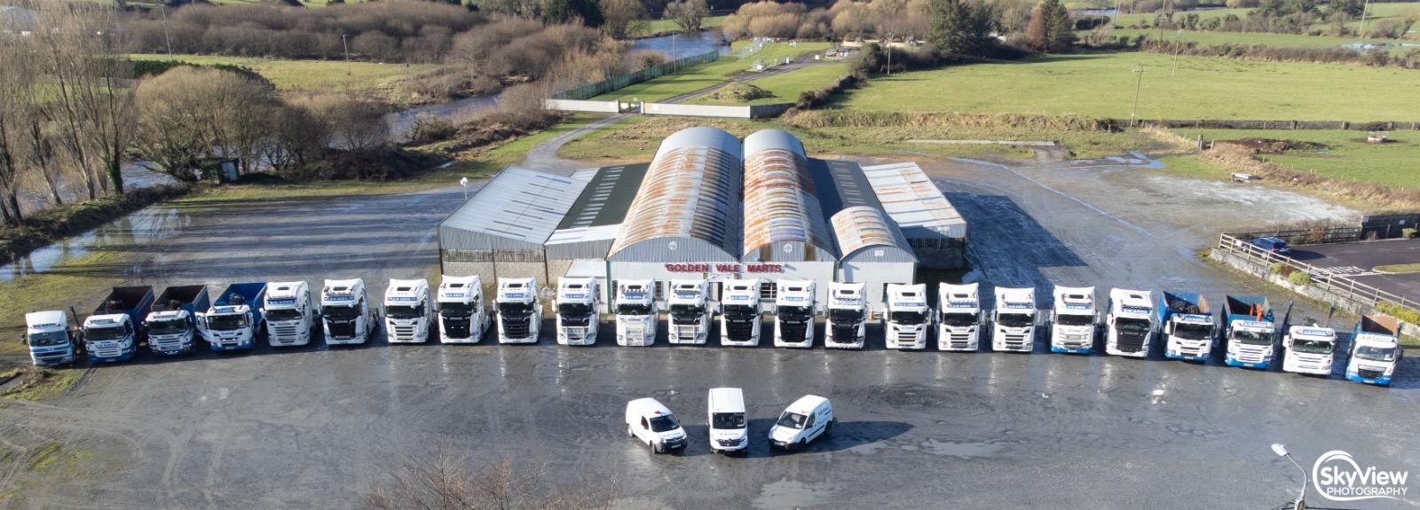 Sky view of Ward Waste Products and the team